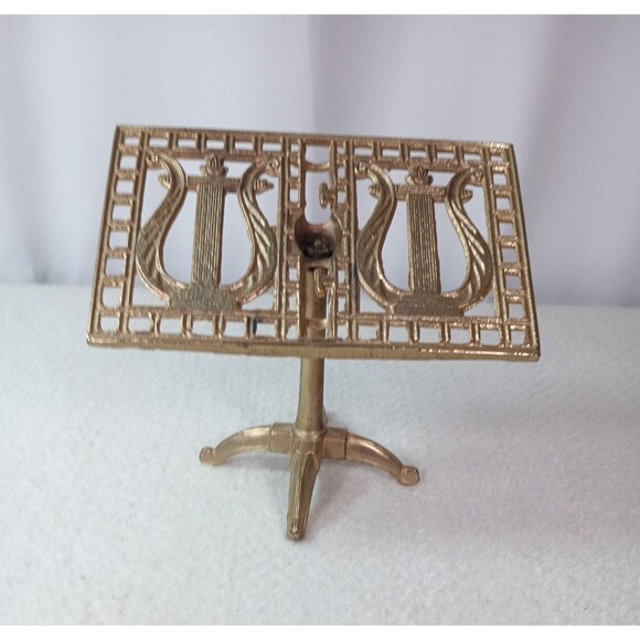 Vintage Brass Metal Tabletop Music Stand or Photo Display Easel 7"H Recipe cards - Picture 2 of 8